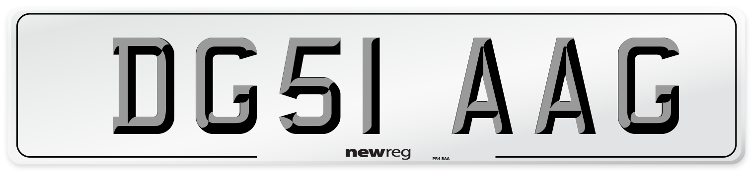 DG51 AAG Number Plate from New Reg